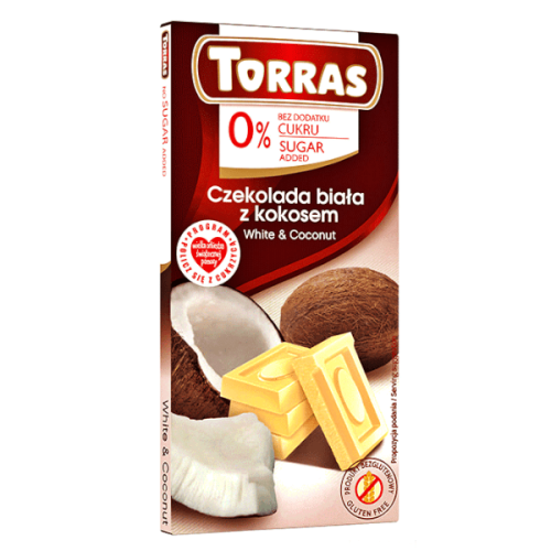 Czekolada biała z kokosem bez dodatku cukru 75g Torras